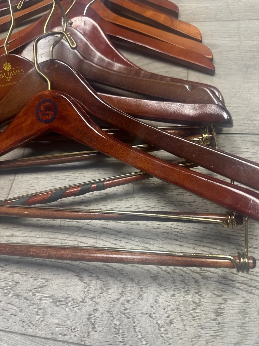 Set of 11 Wooden Suit Hangers - Cherry Finish